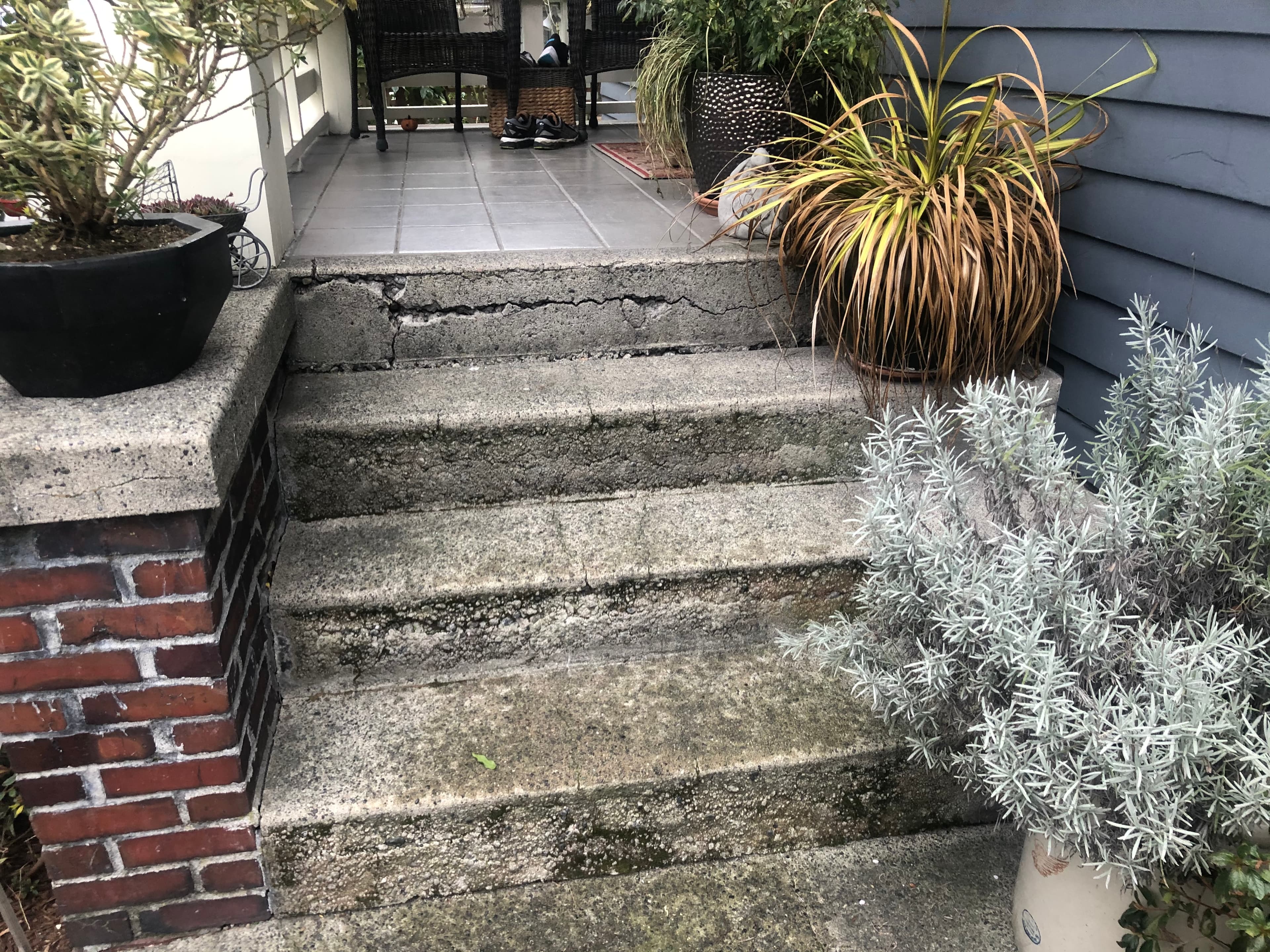 Before: crumbling stairs