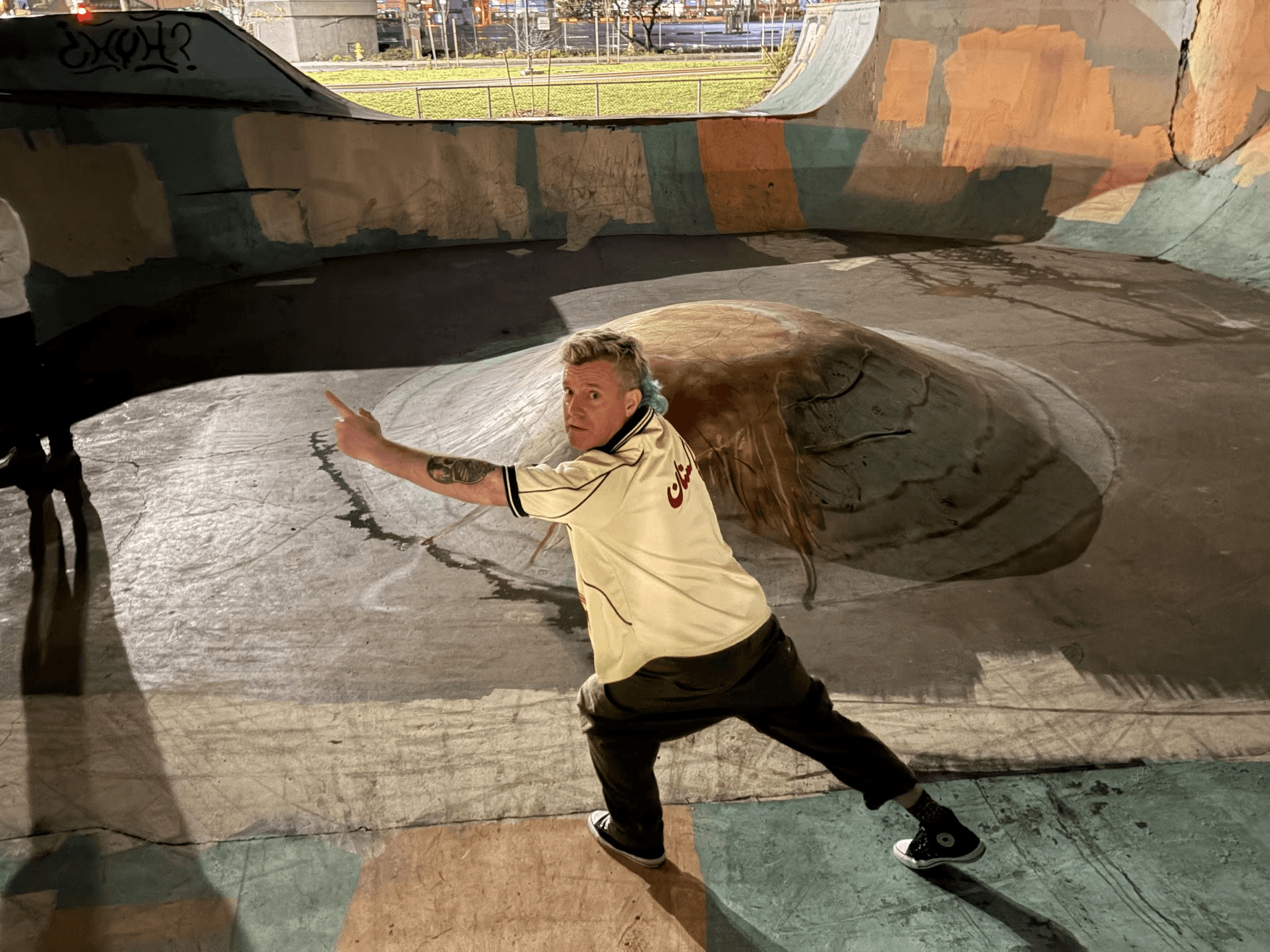 Chris Hildebrand, founder of Portal Concrete, skateboarding in a Seattle bowl
