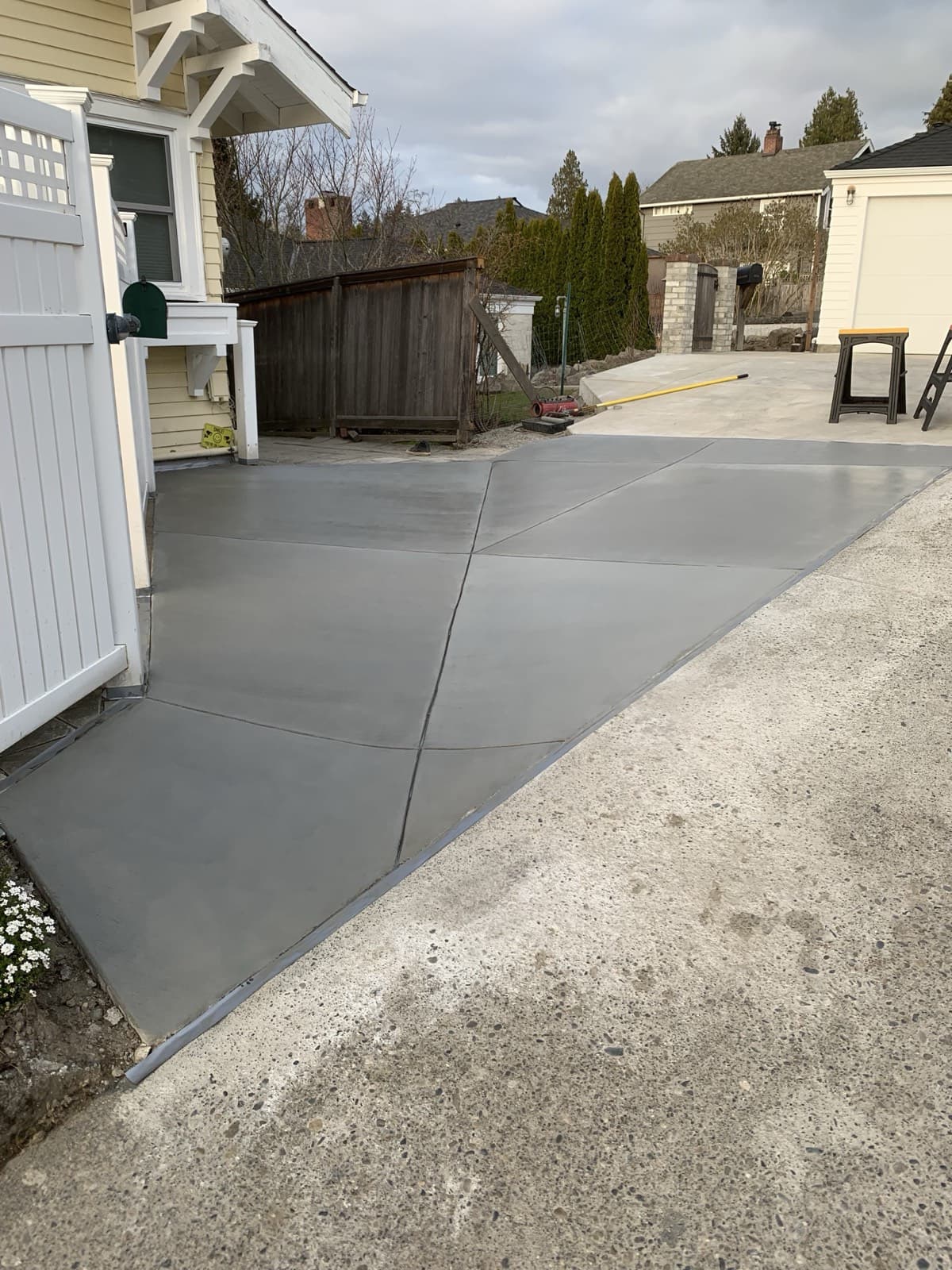 White garage approach