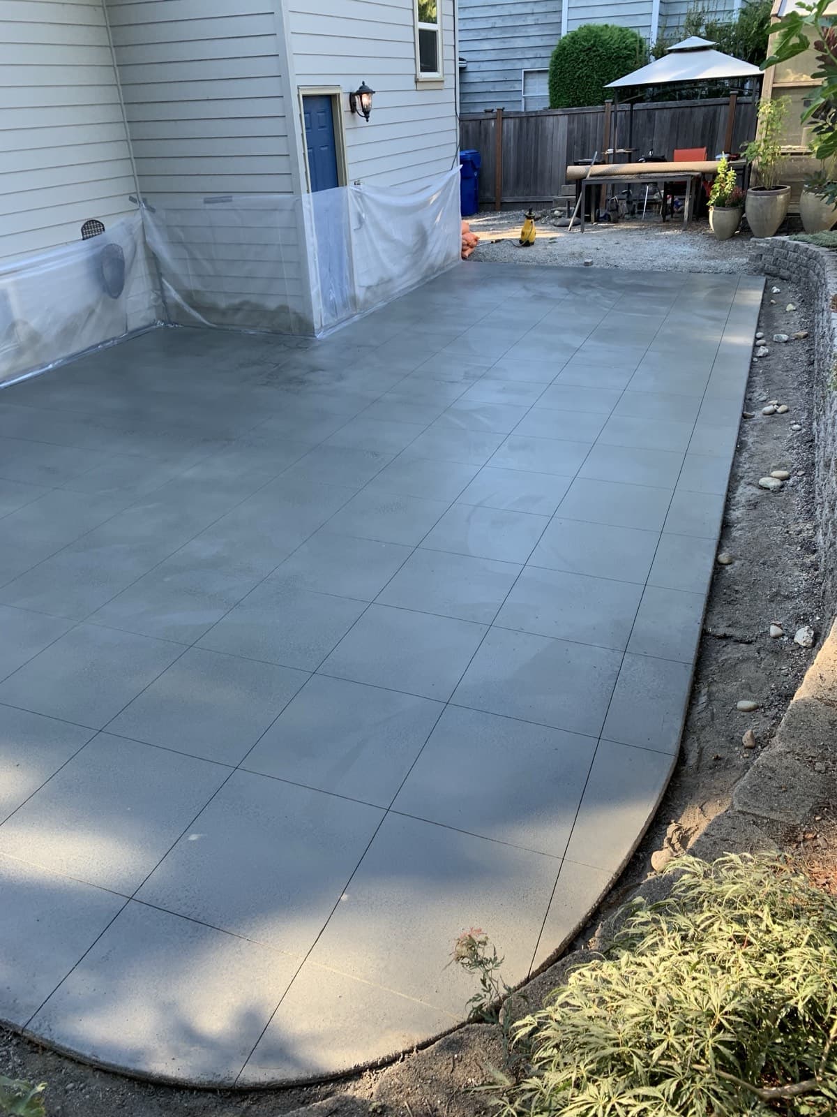 Large-format tile patio