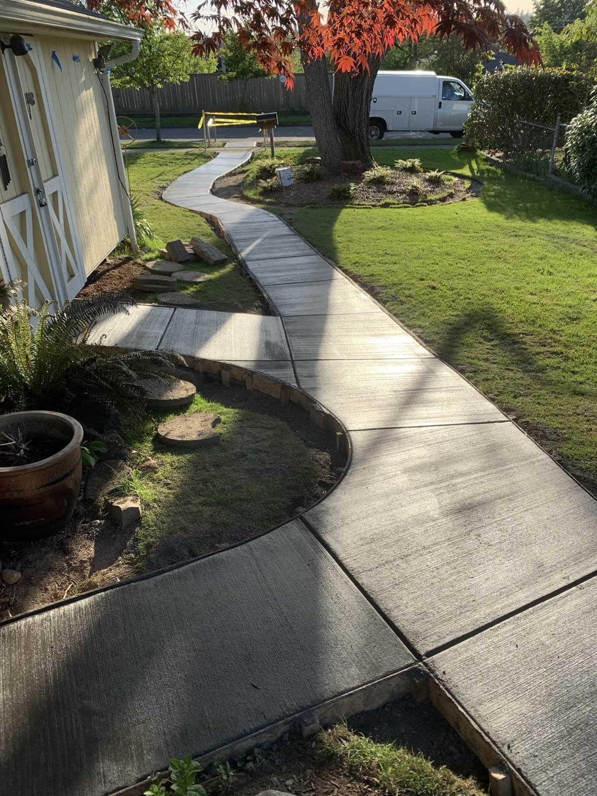Winding garden path